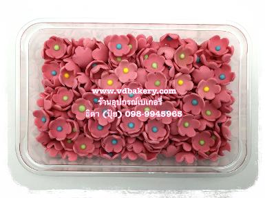 (5700P) ดอกไม้น้ำตาลไอซ์ซิ่งงอ สีชมพู (300ดอก/กล่อง)
