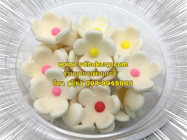 ดอกไม้น้ำตาล สีขาว (30ชิ้น/แพค)