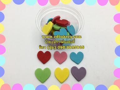 (5a00076) น้ำตาลไอซ์ซิ่ง รูปหัวใจ (คละสี 30 ชิ้น/ถ้วย)